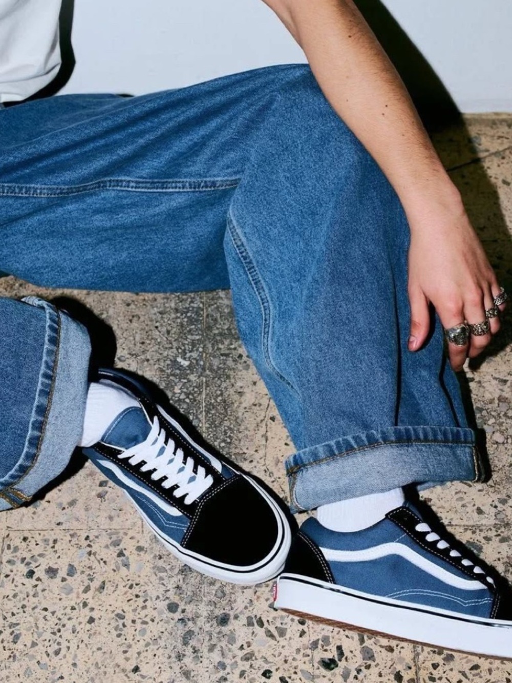 Vans Blue and Black Classic Old Skool Sneakers